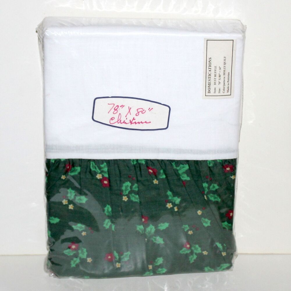 Bed Skirt King size Domestications green Holly NEW dust ruffle Finishing Touches